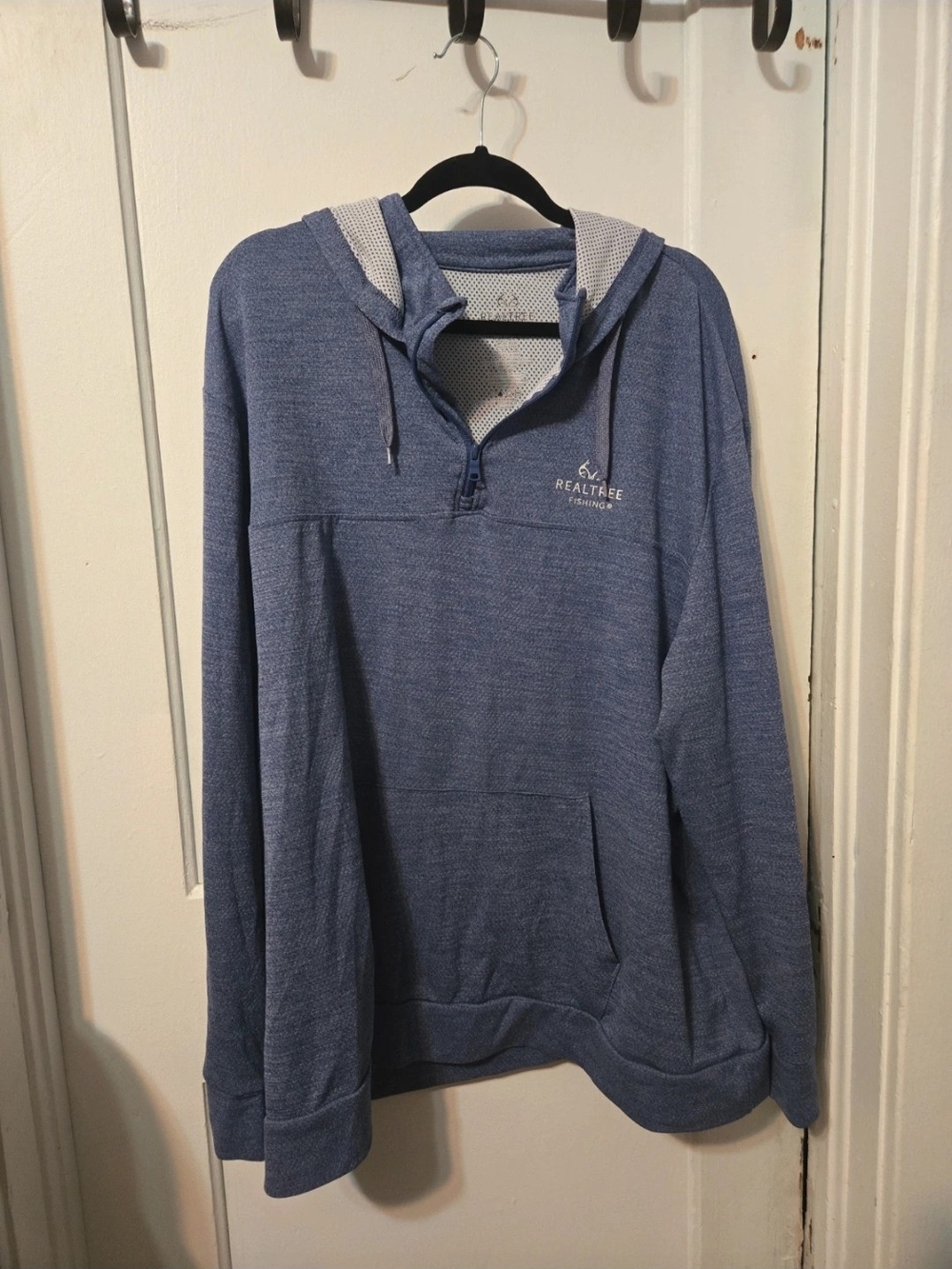 Realtree Men's Heather Blue Half-Zip Hooded Pullover